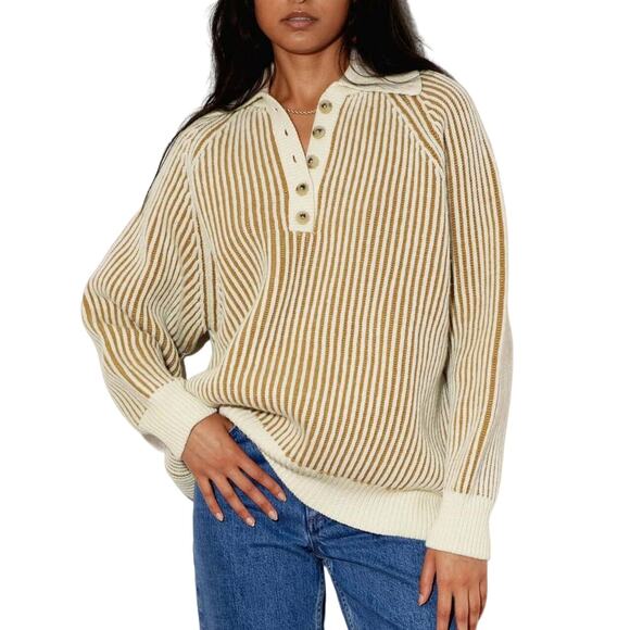 Mara Hoffman Size XS Juliana Sweater Cream & Raw Sienna Climate Beneficial Wool - Picture 12 of 16